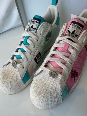 Adidas Arizona Ice Tea White Teal and Pink Shell-Toe Sneakers